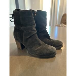 Bos & Co Barlow Black Suede Distress Leather Women's Boots Booties size 10.5